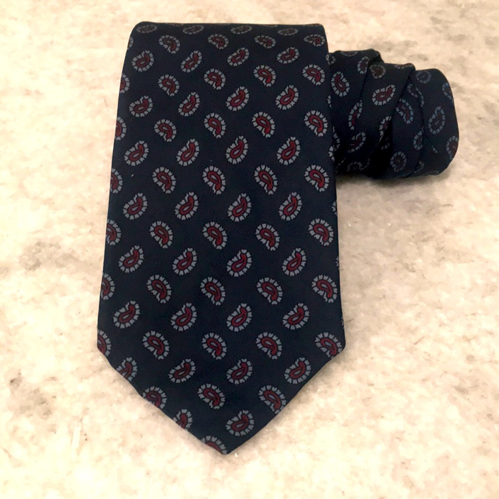 Robert Talbott Silk Tie Mens Blue Paisley Monte Stark Vintage Made in USA Formal